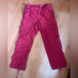 Supreme Red Cotton cargo Pants with Branded Waist Tag